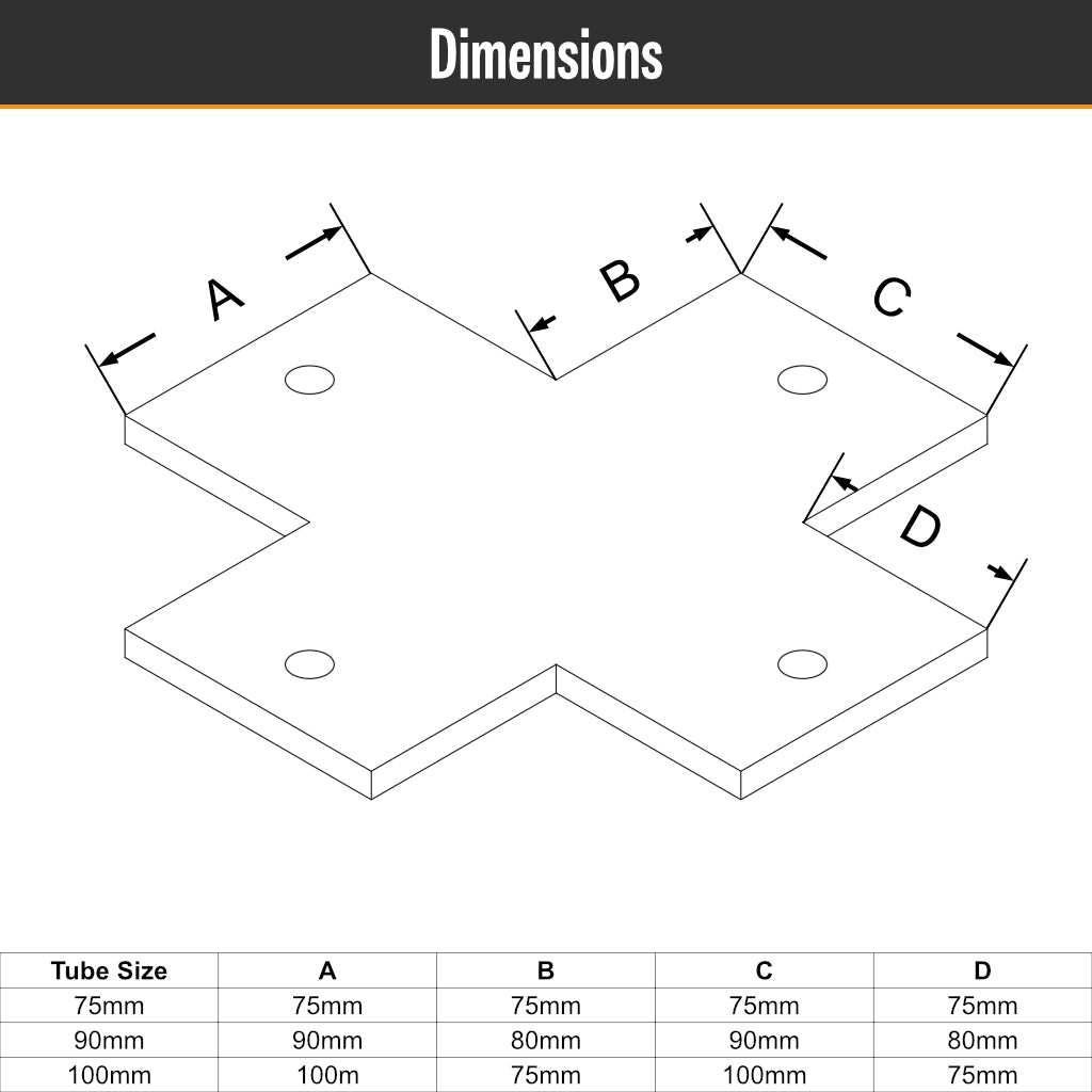 4 Way Steel Base Plate