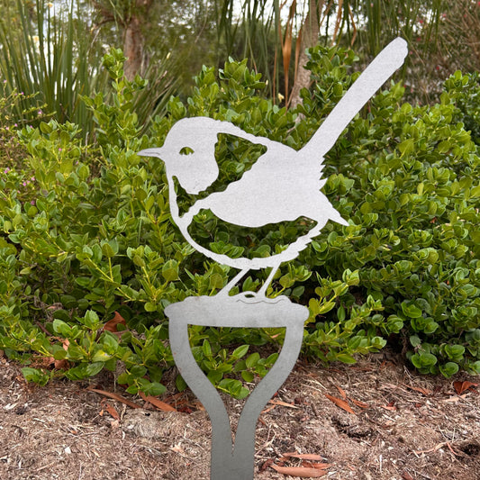 Blue Wren on Shovel Handle
